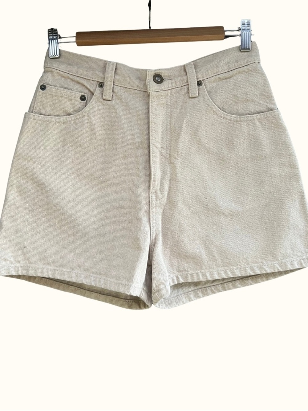Vintage Express Cream High-Rise Jean Shorts